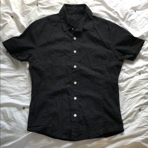 Black fitted short sleeve Button-Down | Size: XS